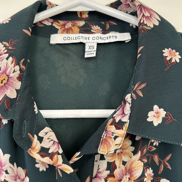 Collective Concepts Forest Green Floral Dress - Picture 2 of 7